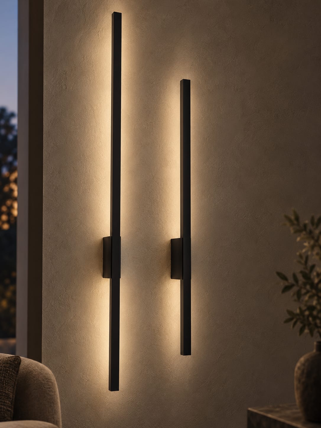 Appliques  linéaires noires à éclairage indirect