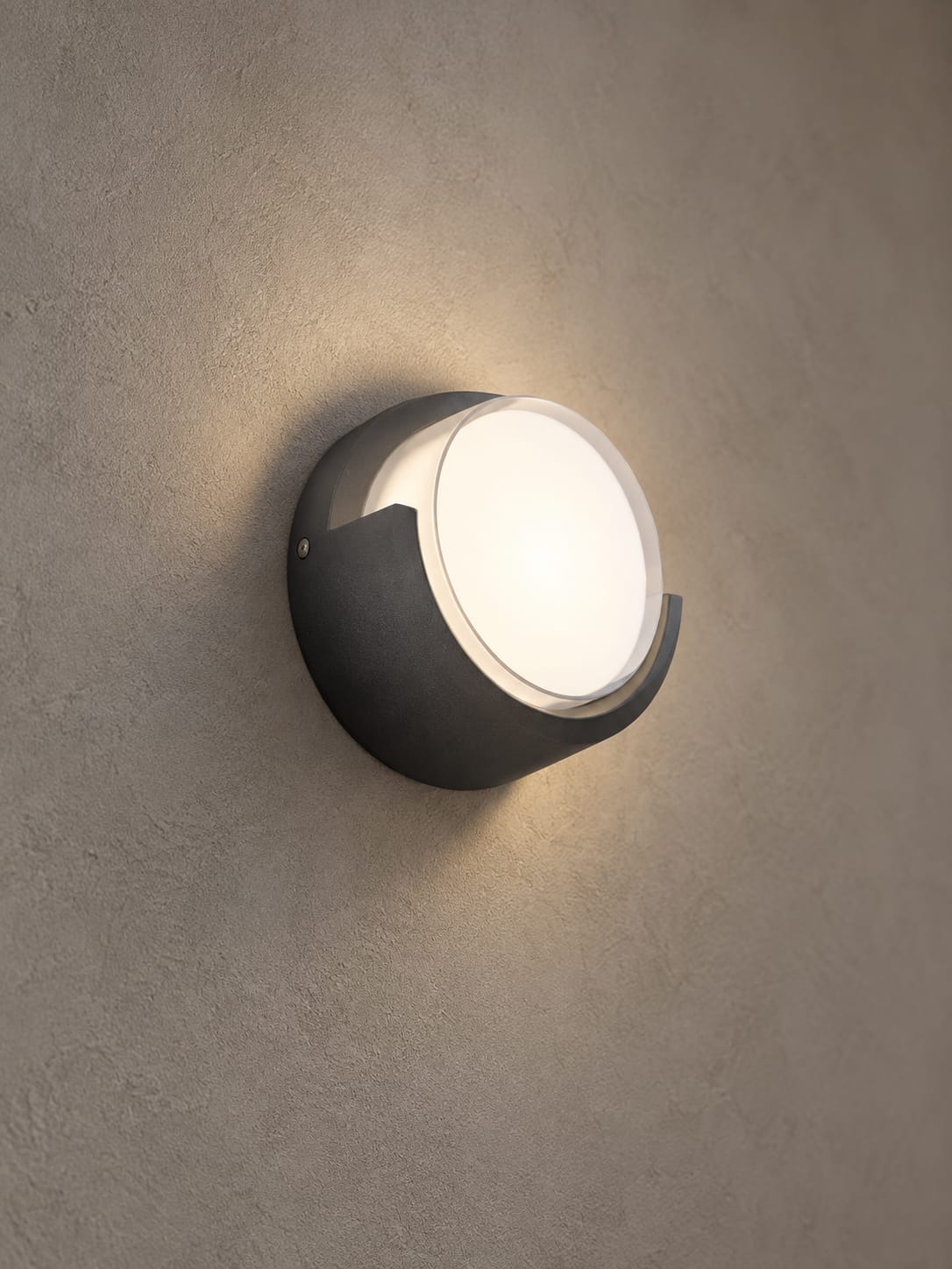 Applique ronde anthracite à diffuseur opalin