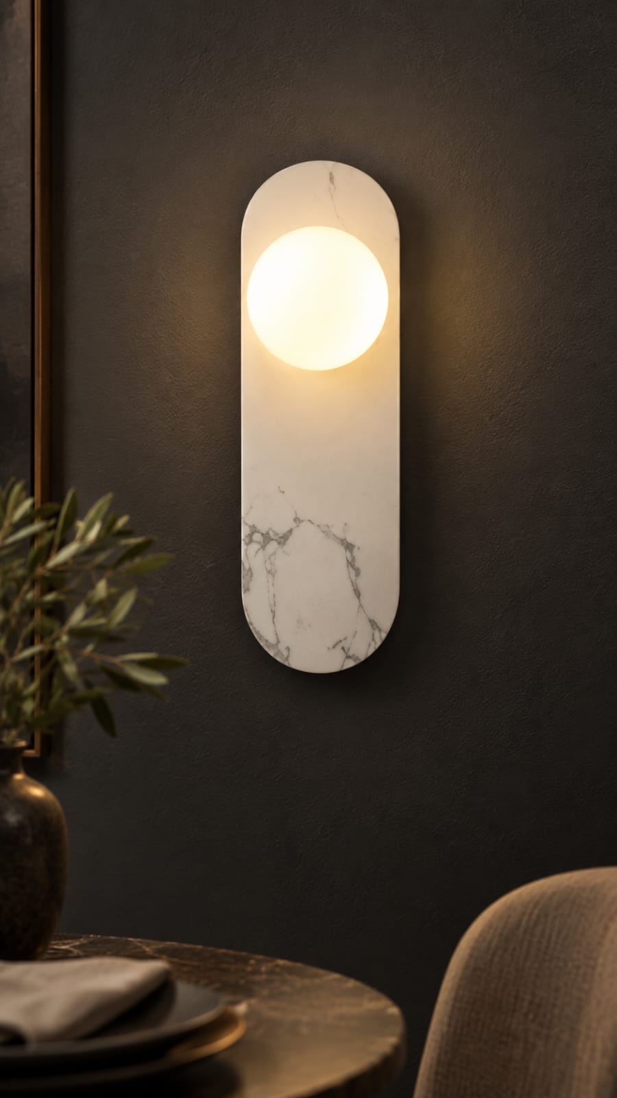 Applique Capsule blanc veiné – 1 globe