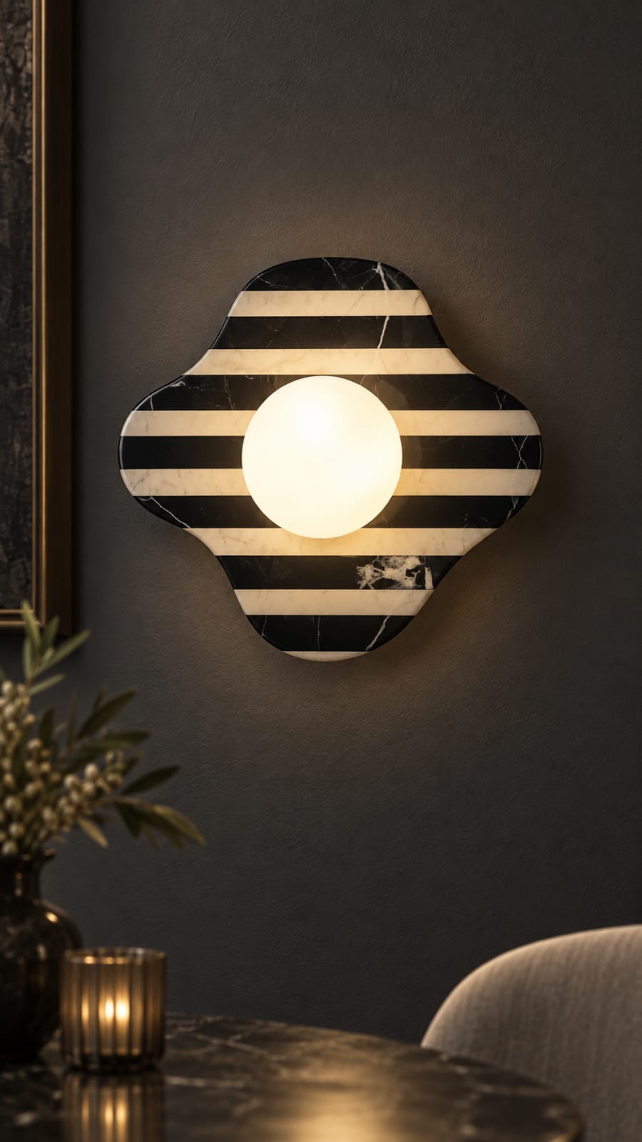 Applique Losange rayé noir et ivoire – 1 globe