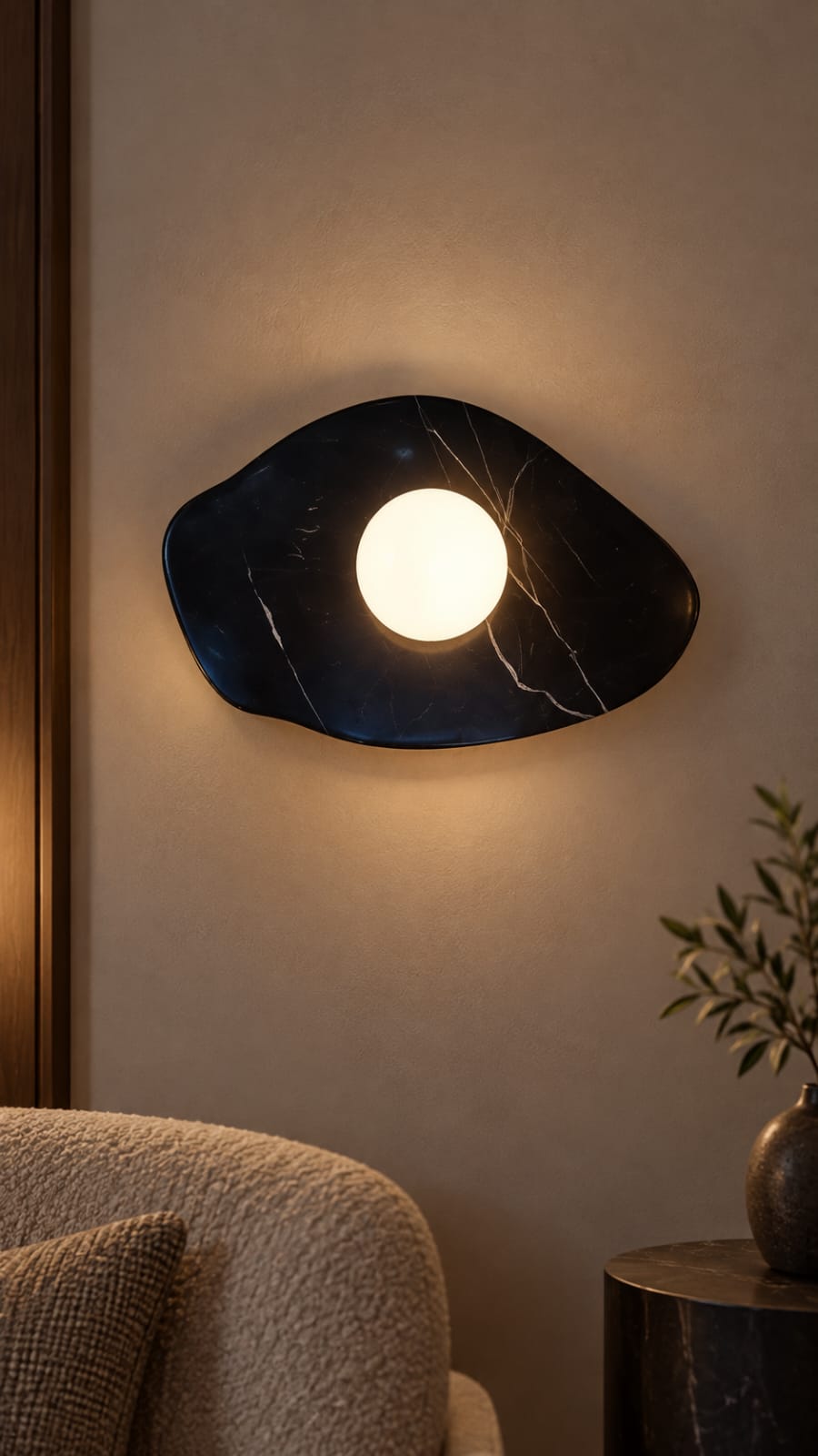 Applique Galet noir veiné – 1 globe