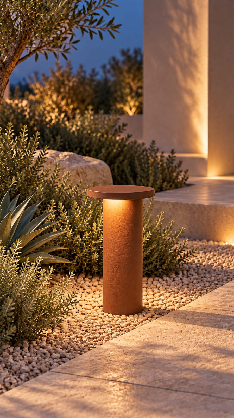 Borne de jardin terracotta à tête ronde