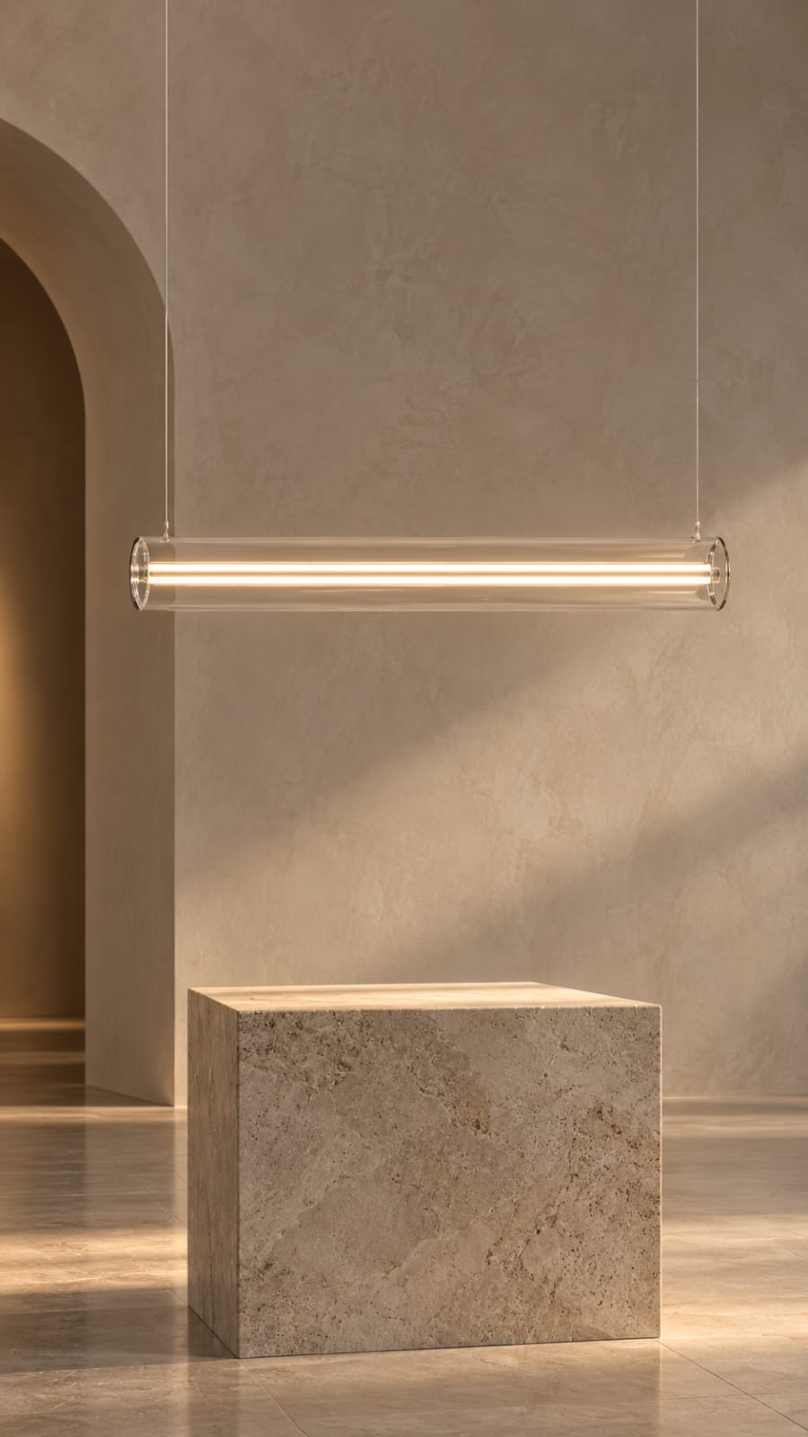 Suspension tubulaire horizontale transparente