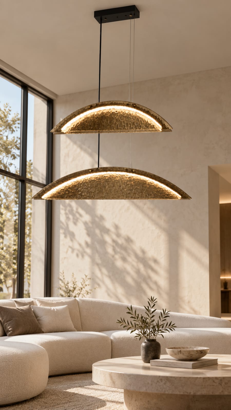 Suspension double arche dorée
