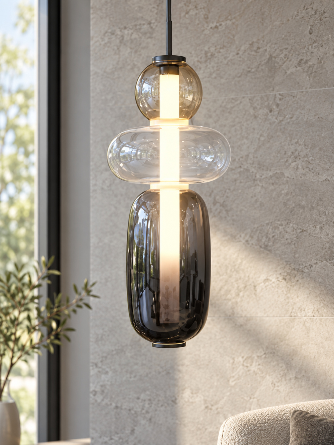 Suspension en verre empilé