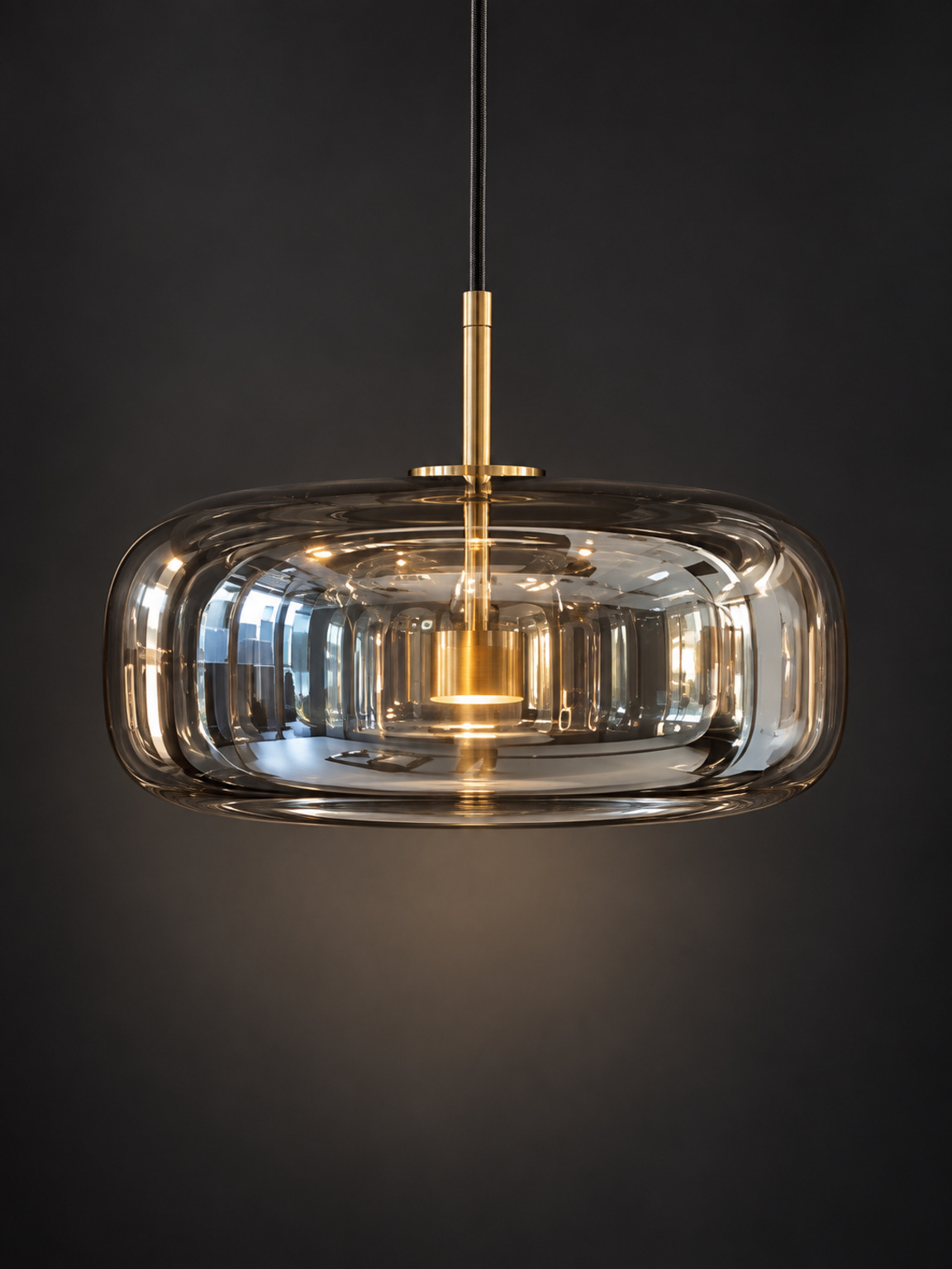 Suspension tambour en verre fumé