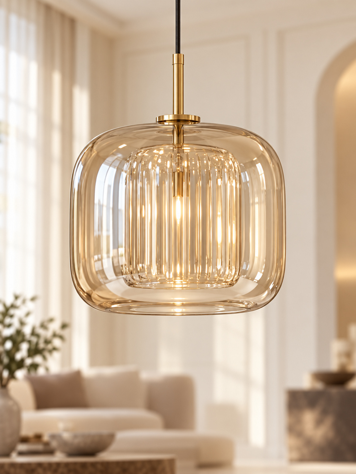Suspension en verre champagne
