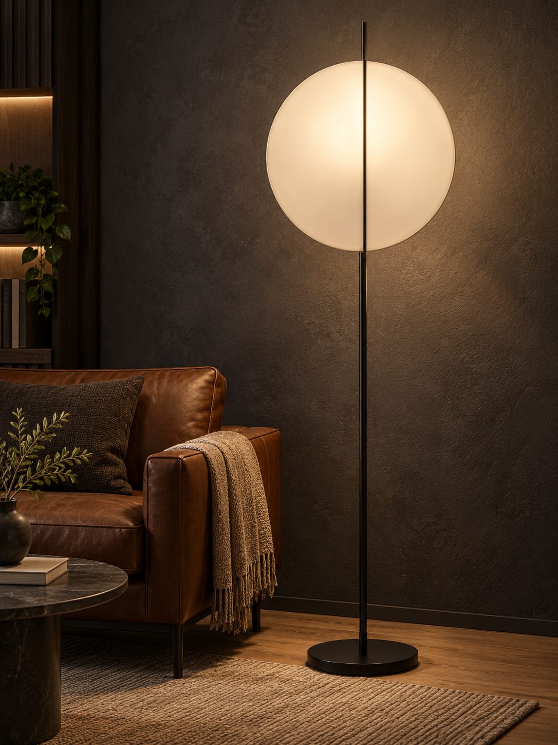 Lampadaire à disque blan