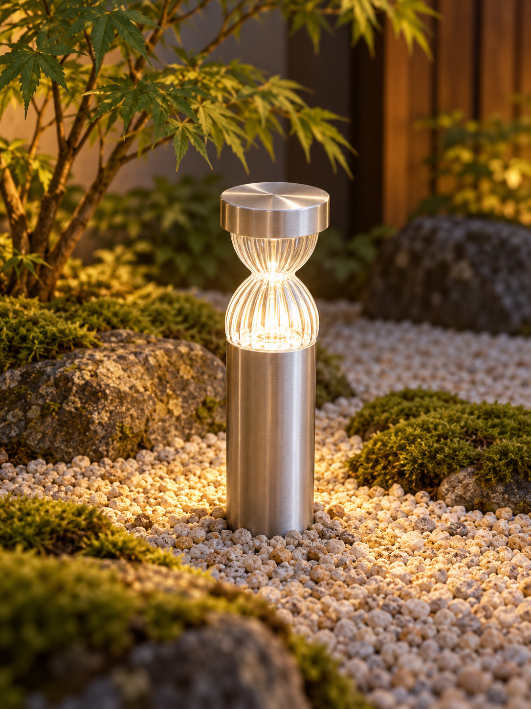 Borne lumineuse cylindrique à diffuseur nervuré