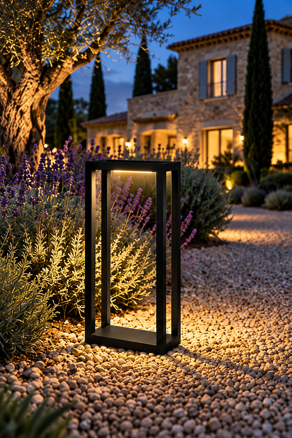 Borne lumineuse rectangulaire noire