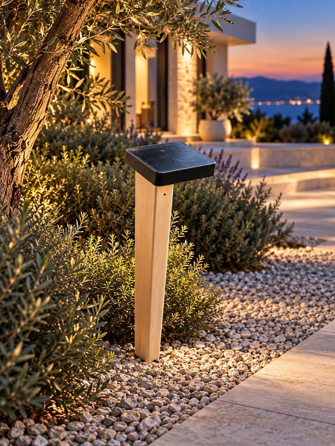 Borne solaire de jardin à panneau carré