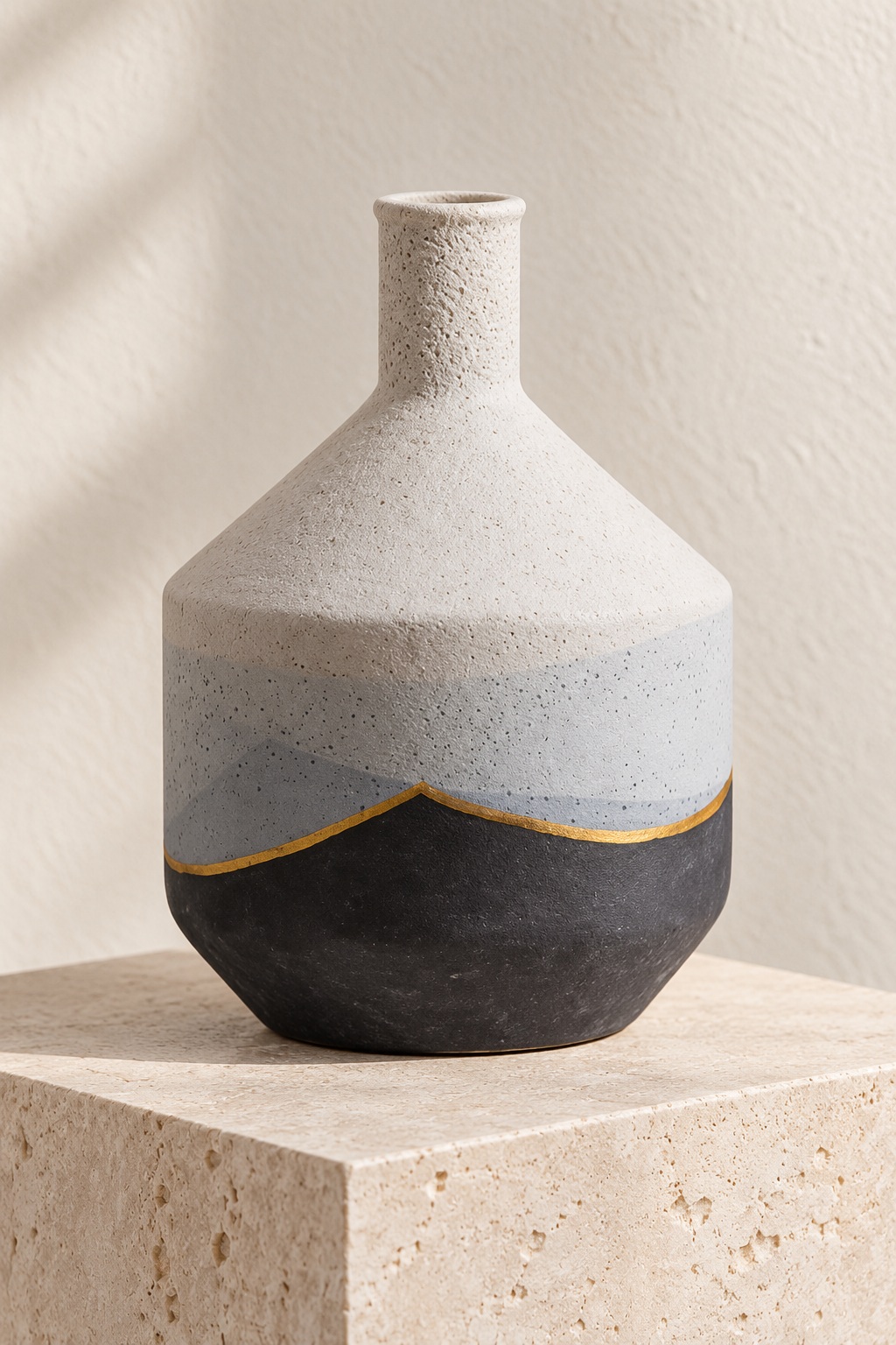 Vase bas arrondi à liseré doré