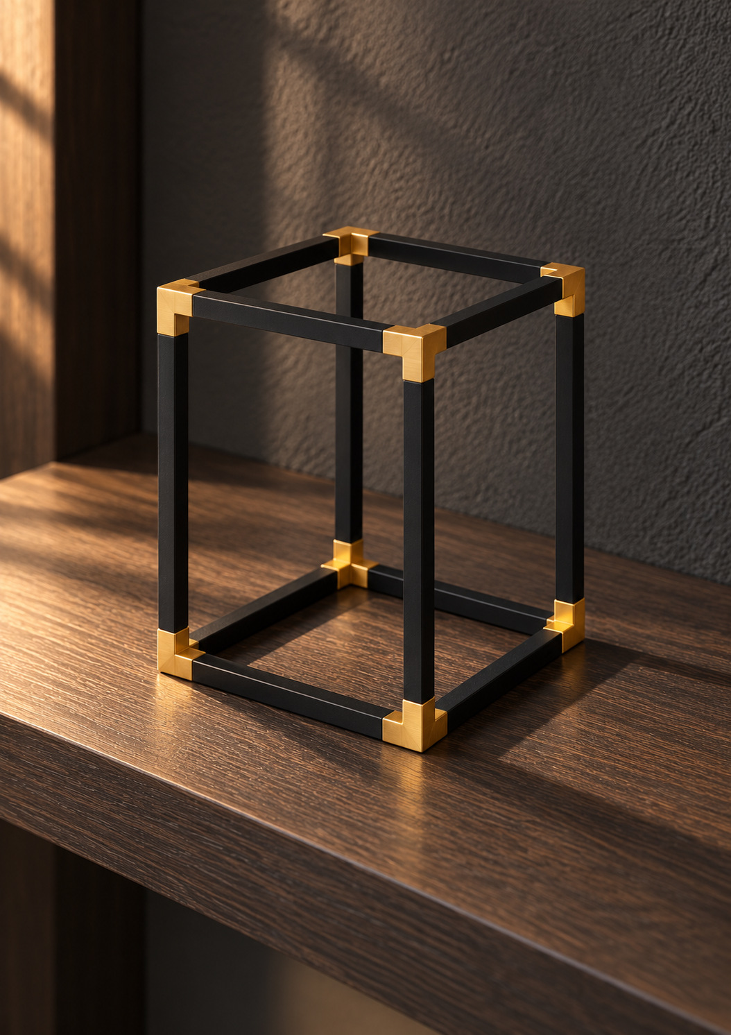 Structure décorative rectangulaire noire et dorée