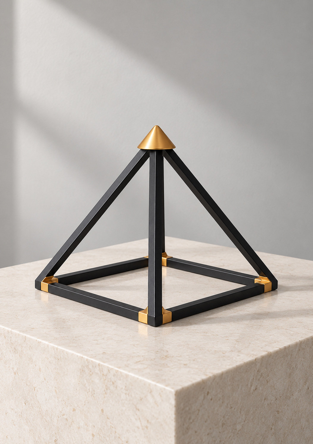 Pyramide décorative noire et dorée