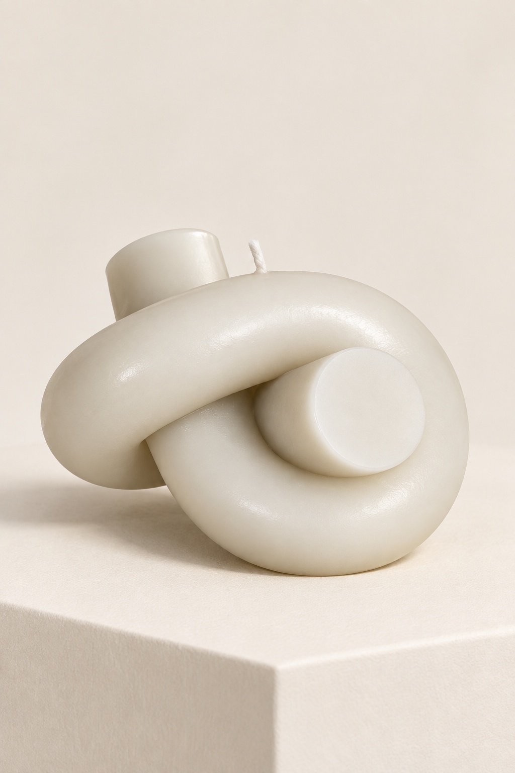 Bougie décorative nœud ivoire