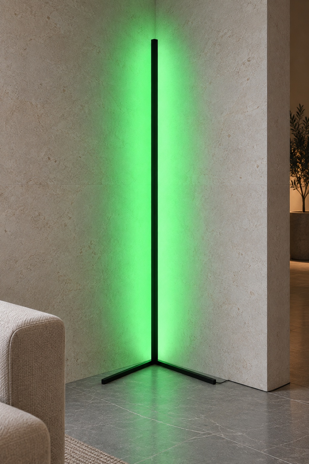Lampadaire d’angle LED multicolore noir