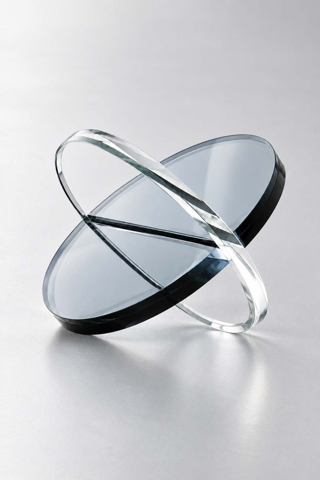 Sculpture orbitale translucide — modèle intermédiaire