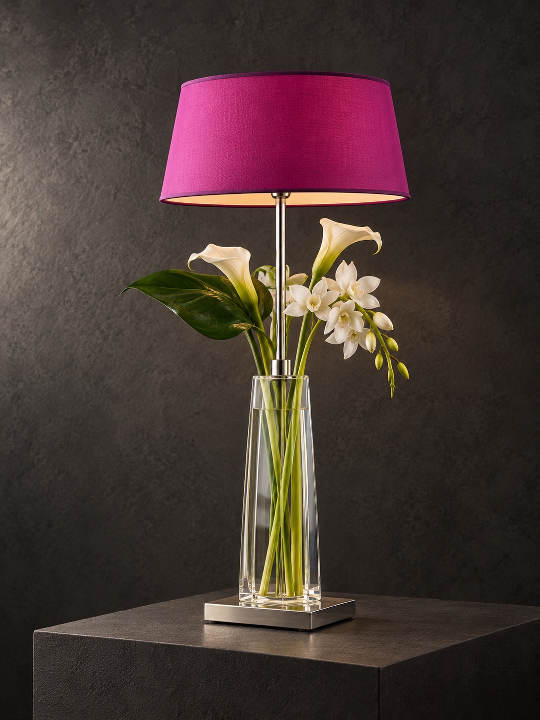 Lampe à poser florale fuchsia