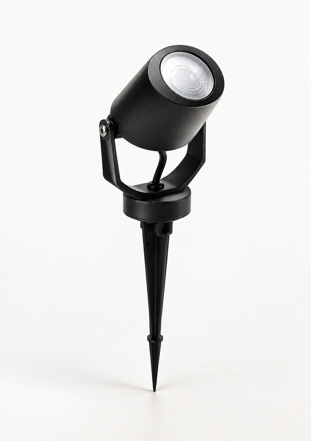 Spot de jardin orientable sur piquet noir