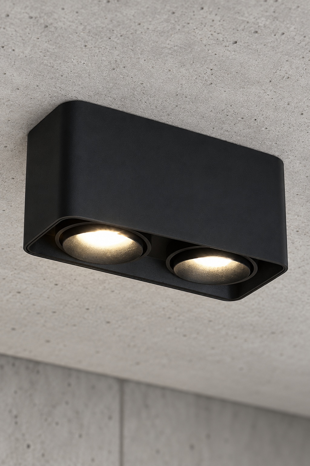 Plafonnier double spot noir mat