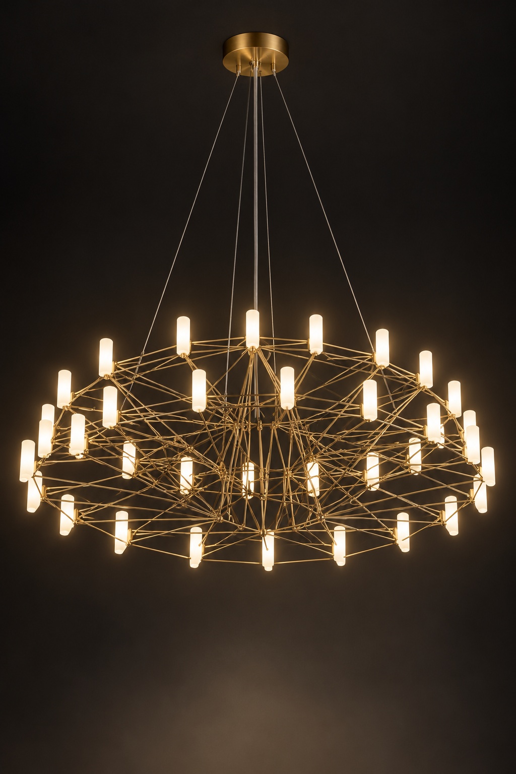 Lustre géométrique à lumières tubulaires