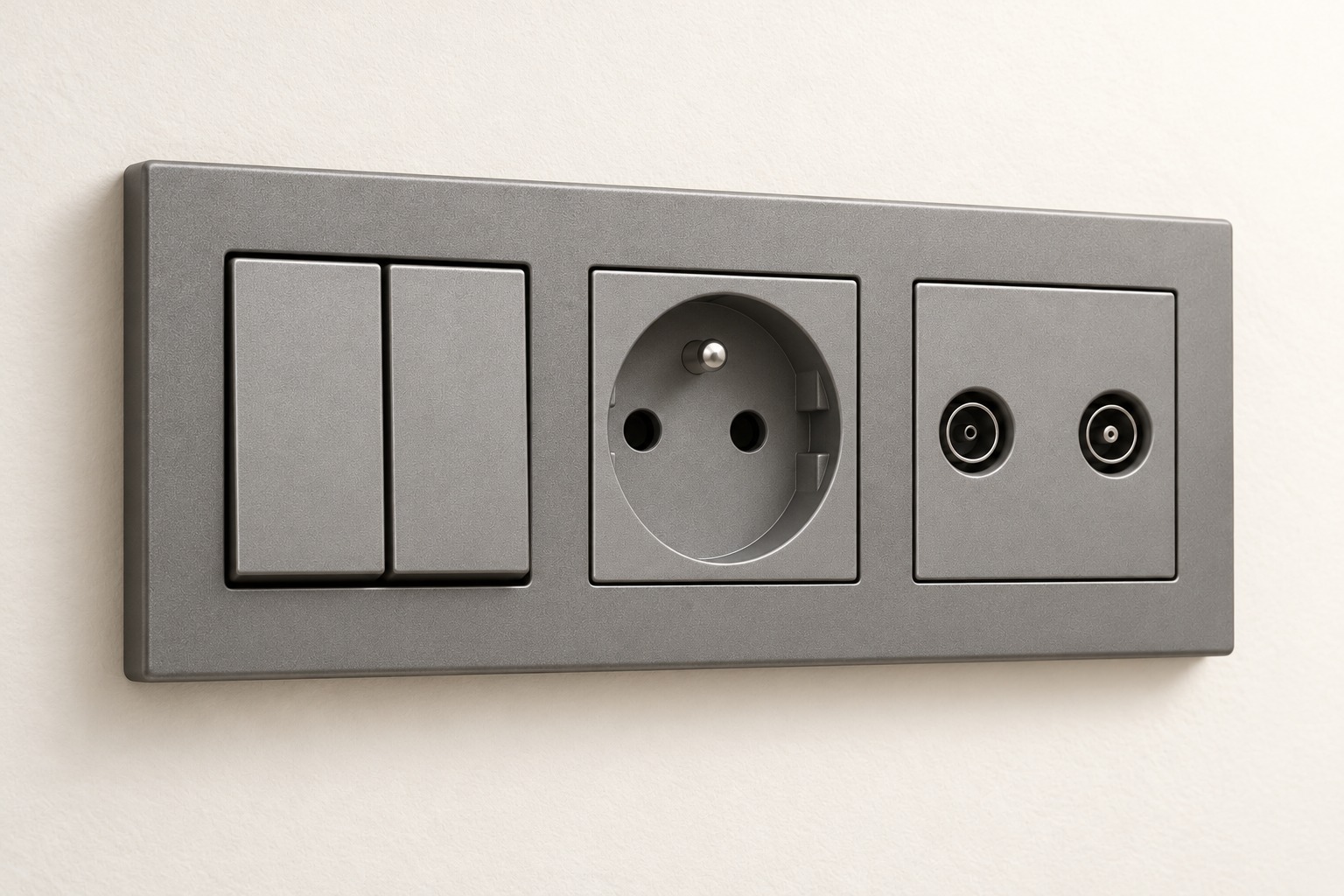 Ensemble gris double interrupteur et prises