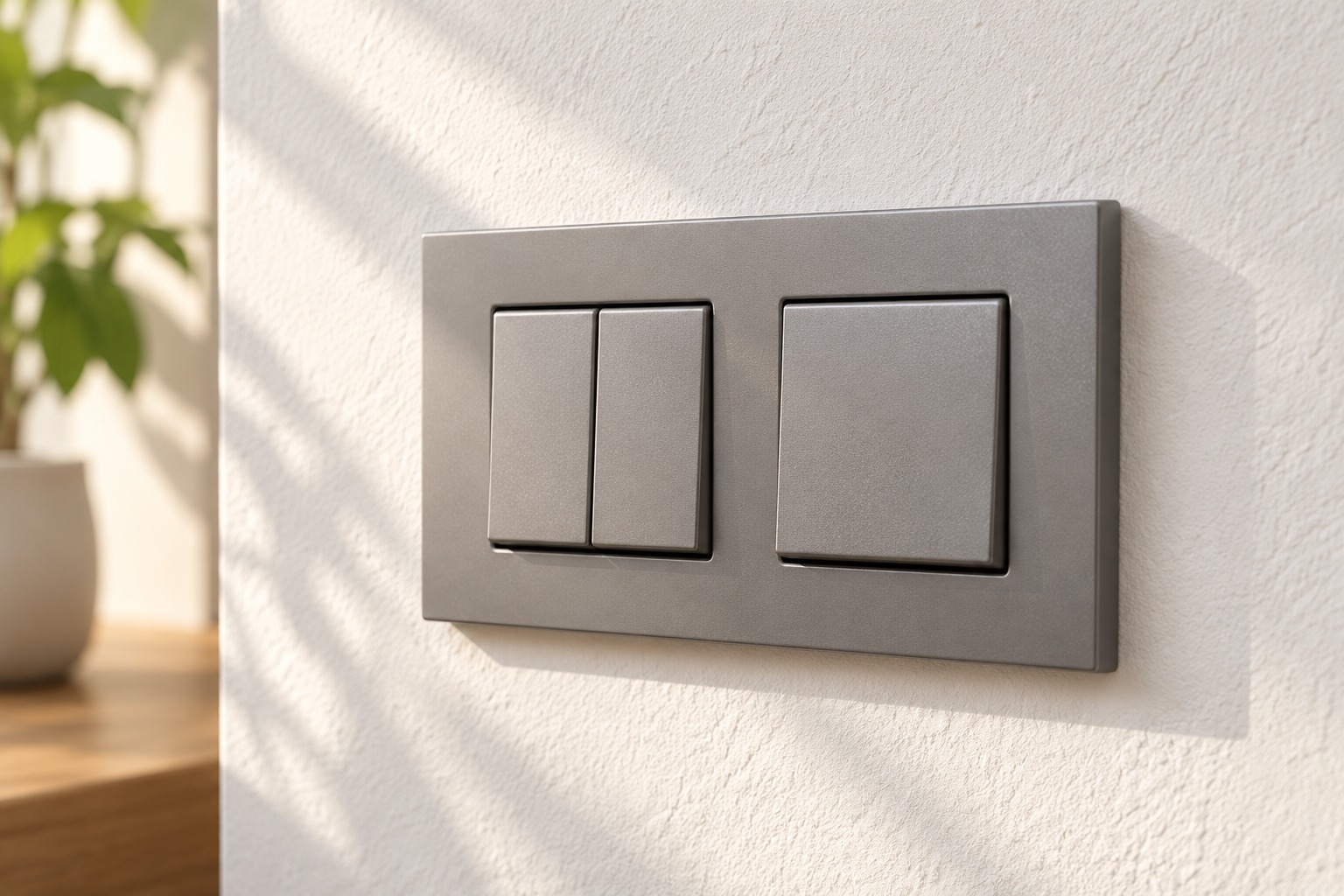 Plaque modulaire grise à trois touches