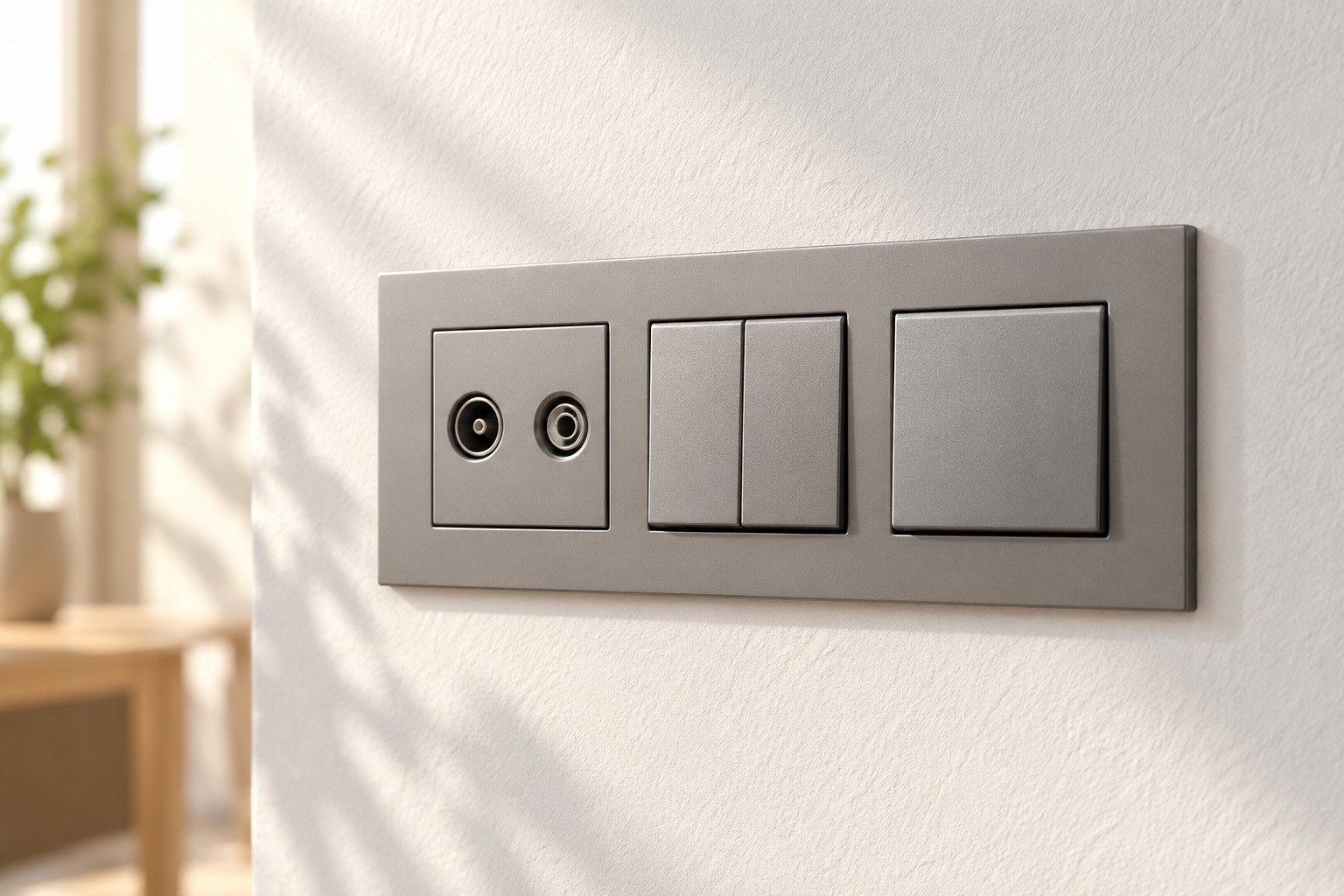 Plaque modulaire grise commandes et connexion